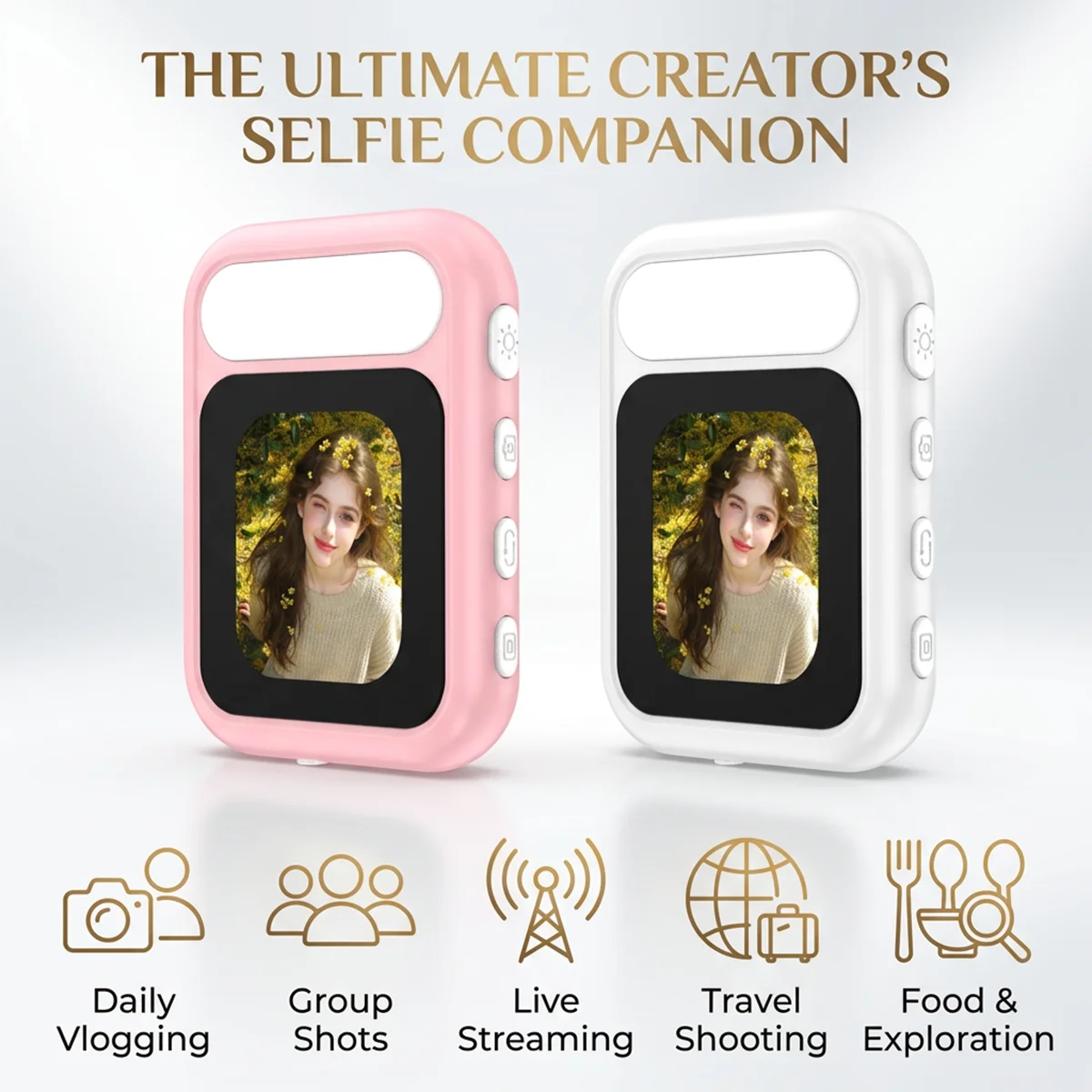 Selfie screen with lights, square, lightweight, enhances selfie experience