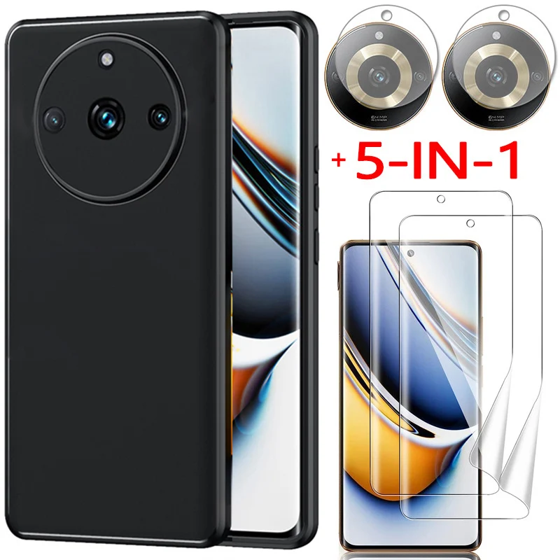 

5-in-1, Hydrogel Film + TPU Case for Realme 11 Pro Plus Soft Anti-shock Phone Cases Realmi 11Pro Plus Cover Realme 11 Pro+ Case