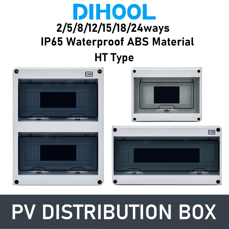 Solar IP65 Waterproof Junction Box ABS PV Distribution Box Transparent 2-24 Ways Outdoor Electrical Enclosure Wall Mounted