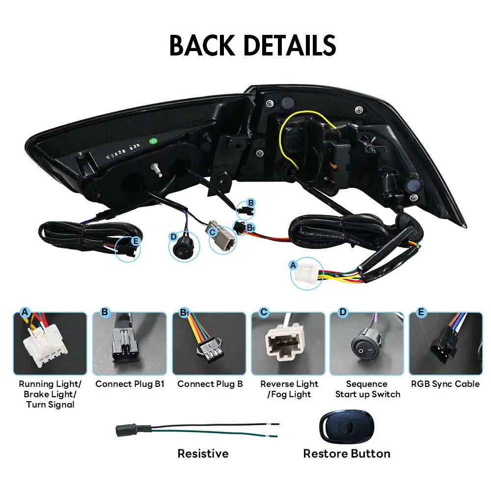 LED RGB Tail Lights for Mitsubishi Lancer & EVO X 2008-2020 with Start Up Animation Dynamic Sequential - view 3