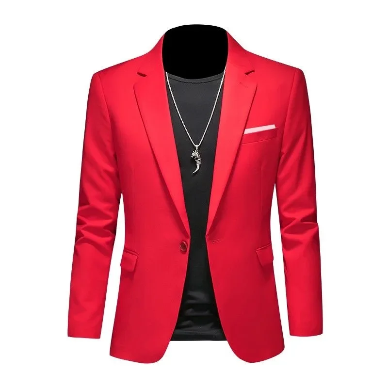 

T182Men's casual jacket single suit spring and autumn large size Korean style slim fit street style handsome