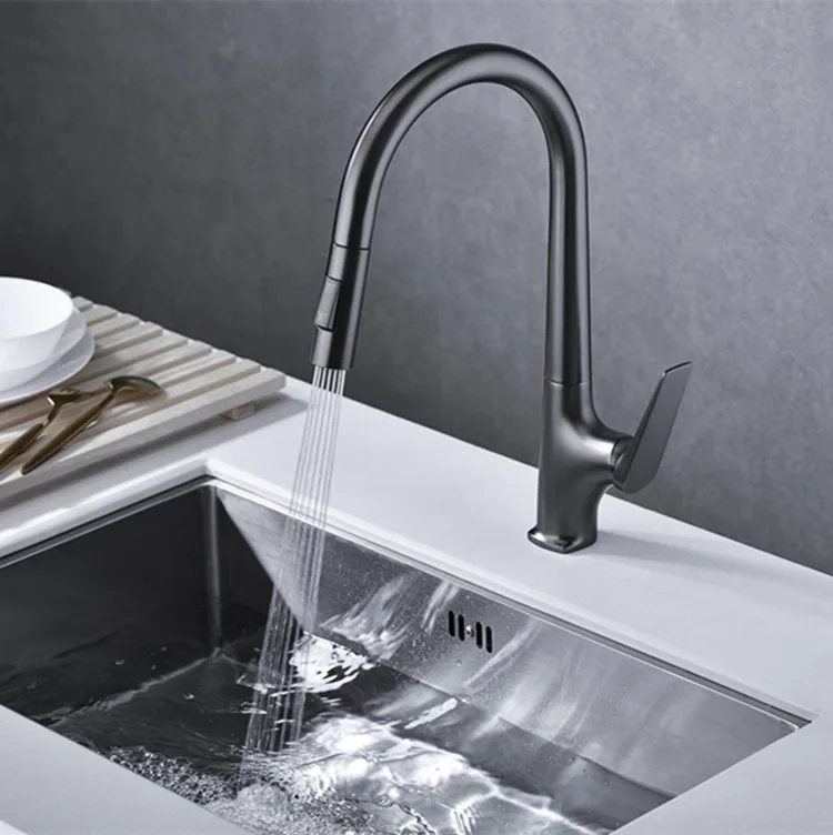 Tirare il rubinetto Rubinetto per piastra di lavaggio da cucina Pistola semplice Grigio Nero