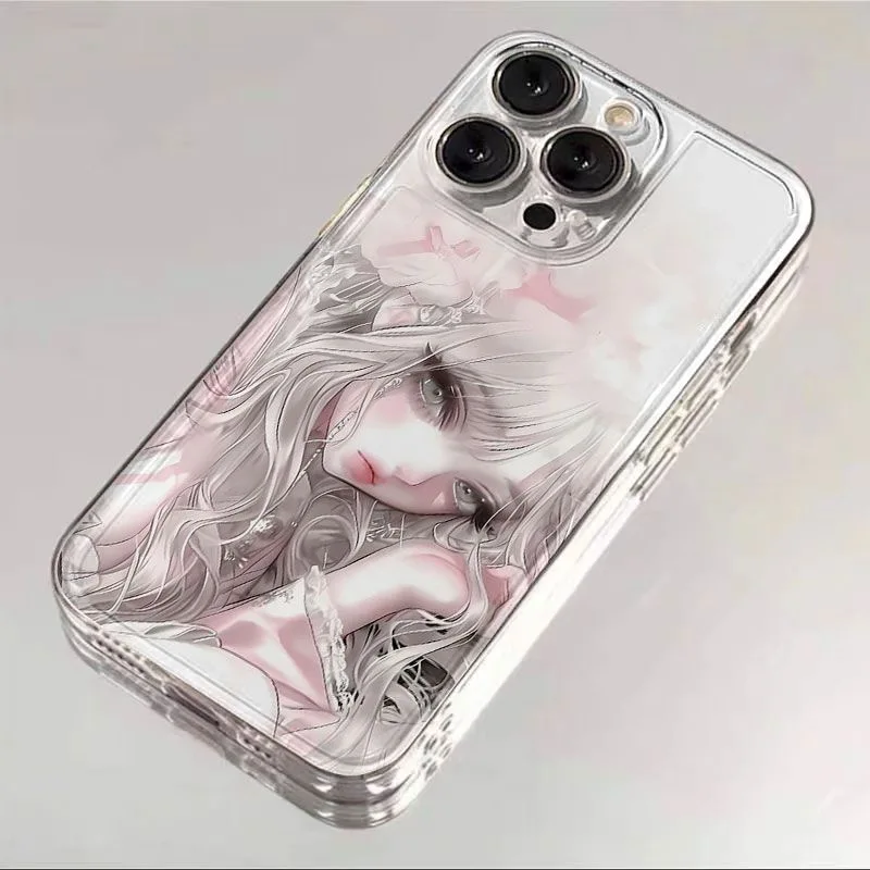 

luxury y2k Sleeping Beauty Girl Soft Case For iPhone 11 12 13 14 15 16 17 Pro Max XS XR 8 7 Plus X SE cute pink Cover