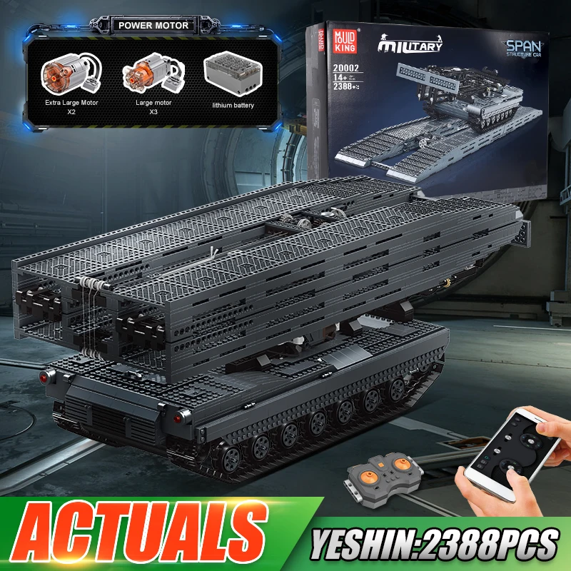 Mould King 20002 Technical Car Toys The APP&RC Motorized MOC-29526 Ultimate Abrams with Bridge Layer AVLB Building Block Brick