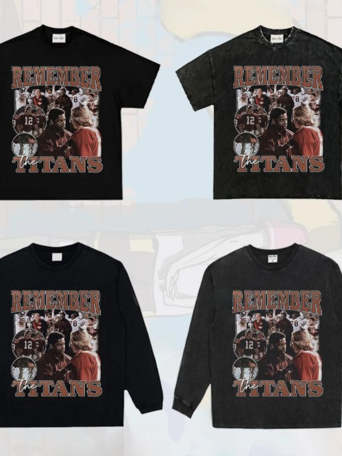 タイタンズ映画ヴィンテージプリント-tシャツルーズ半袖オリジナルアメリカンヘビーハイストリートイン通気性コットンユースファッション