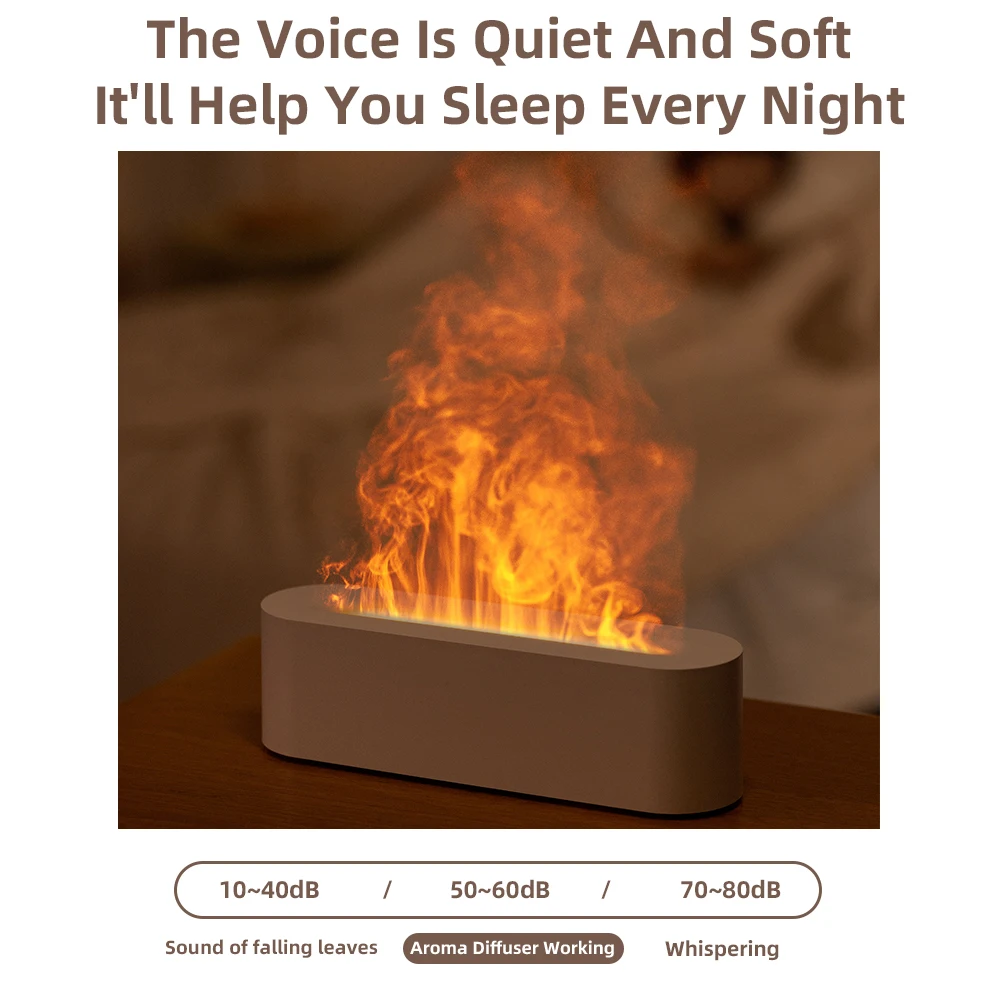 Essential Oil Aroma Diffuser Flame Air Humidifier Ultrasonic Cool Mist Difusor with RGB Realistic Fire Night Light image 6