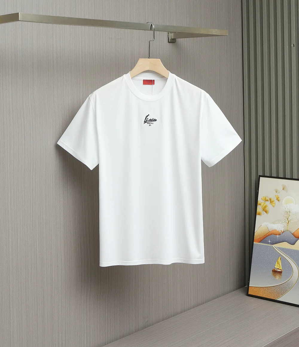 BLSK CPRT T-Shirt men Cotton 2026 New fashion Casual comfortable elastic short sleeve thin round neck Straight embroidery M-2XL