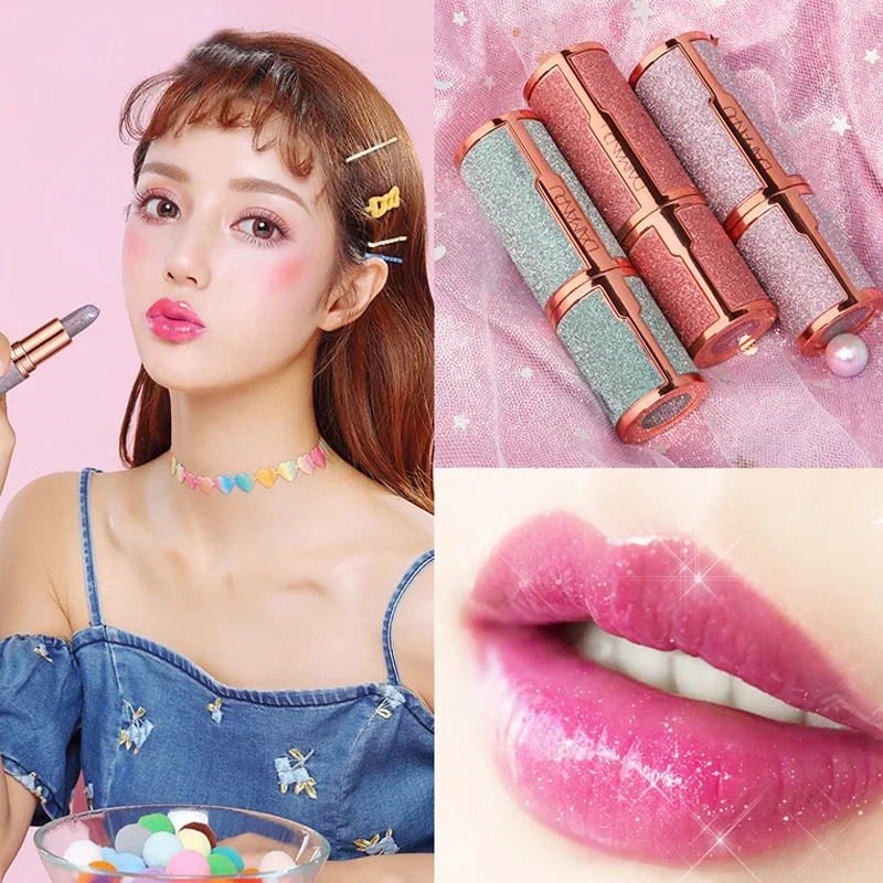 Glitter Diamonds Lipstick 3 Colors  Waterproof Temperature Change Lipsticks Long Lasting Non-stick Cup Lip Tint Makeup Cosmetics