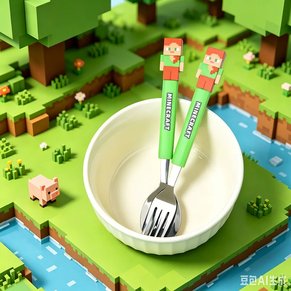 Kids Fork and Spoon Set Pixel  - огляд і ціна Gaming Accessories Minecraft