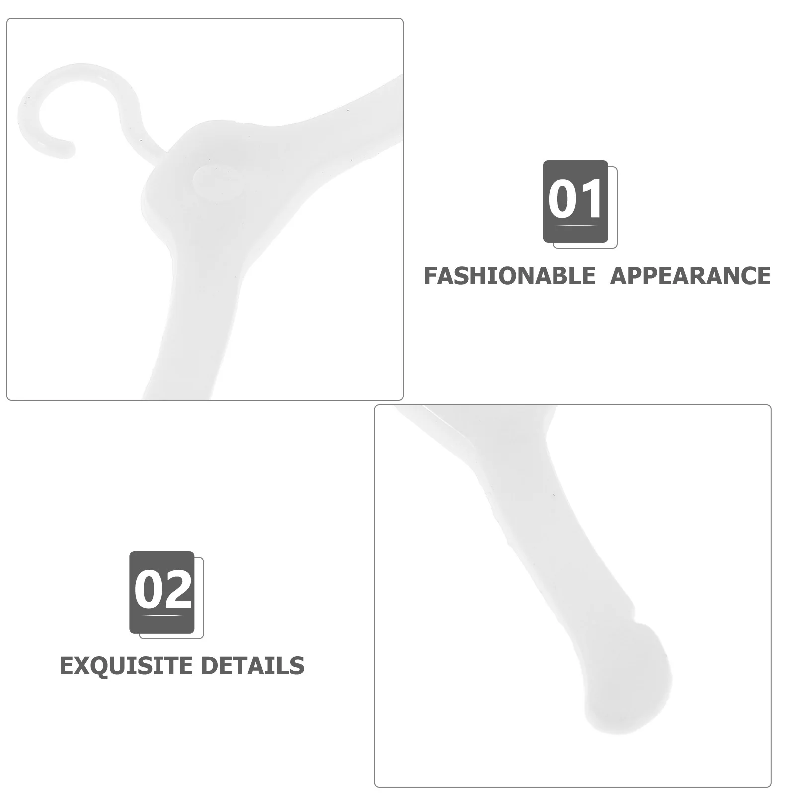 50 szt. Miniaturowe plastikowe wieszaki na ubrania, organizer do szafy dla ubranek dla lalek, stojak do ekspozycji i przechowywania, plastikowe wieszaki