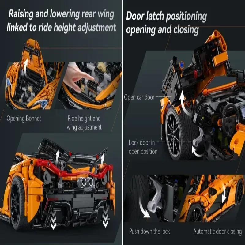 Moc Designer Pvdb Smiling Assassin Cada 1:10 Model Building Blocks V8 Cylinder Car Speed Racing Vehicle Toy Children's Gift