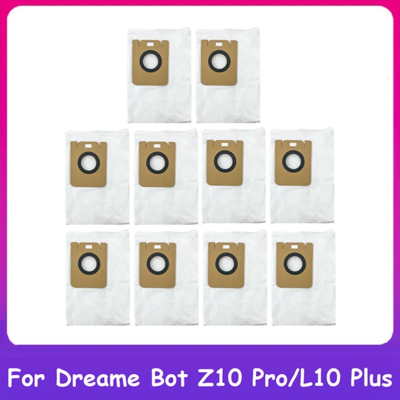 10Pcs Dust Bag For Xiaomi Dreame Bot Z10 Pro / L10 Plus Auto-Empty Robot Vacuum Cleaner Replacement Spare Parts