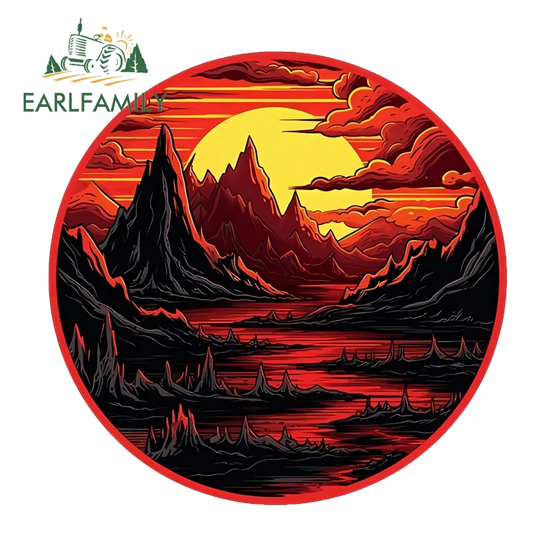 EARLFAMILY 13cm × 12.8cm Sunset and Mountains Car Stickers Spectacular Scenery Graphics Design Decals Funny Car Accessories