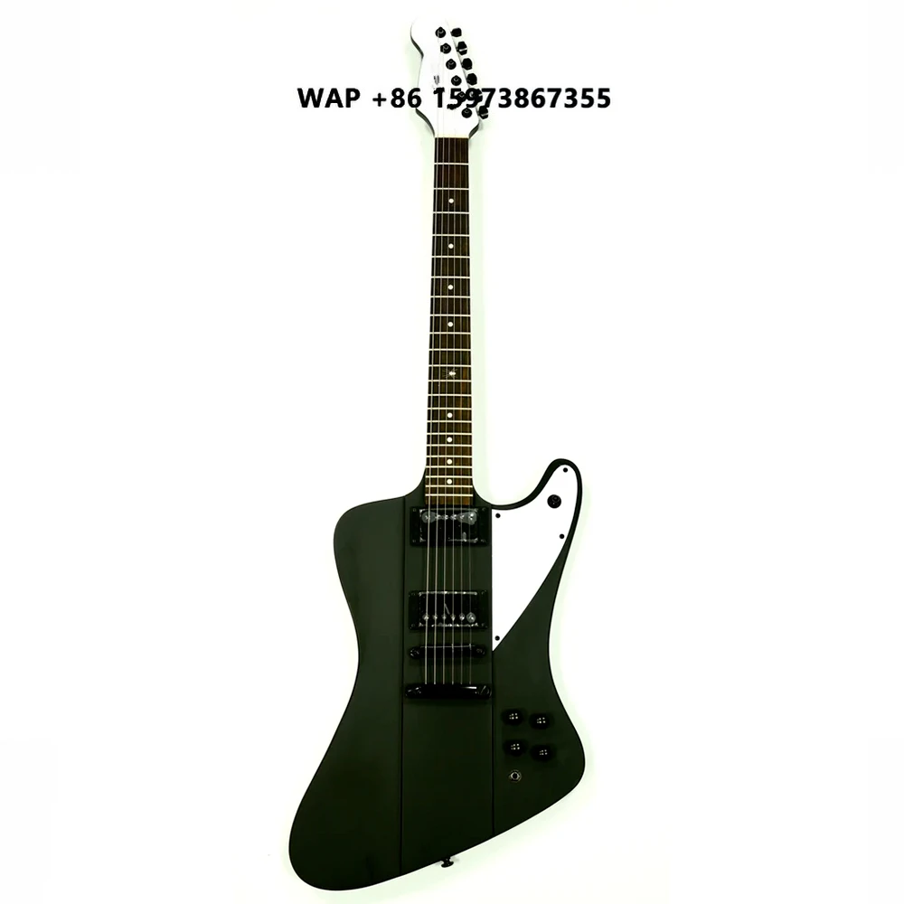 Eastern Music Hardluck Kings Ultra Rare 18pcs Matte Black Firebird SPIDER Electric Guitar With Hard Case