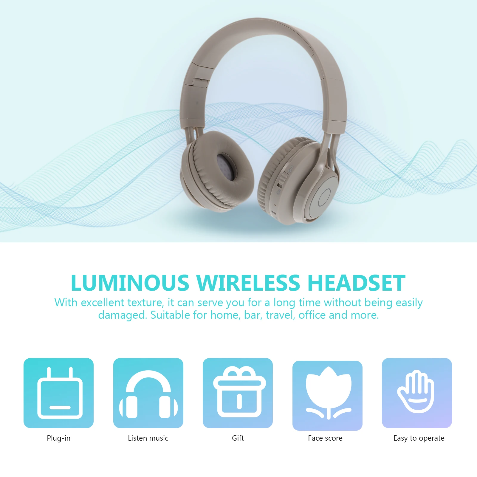 

1 pc Headphones Folding Luminous Wireless Headset Stereo Gaming Earphone Kids Mode Compatible Devices