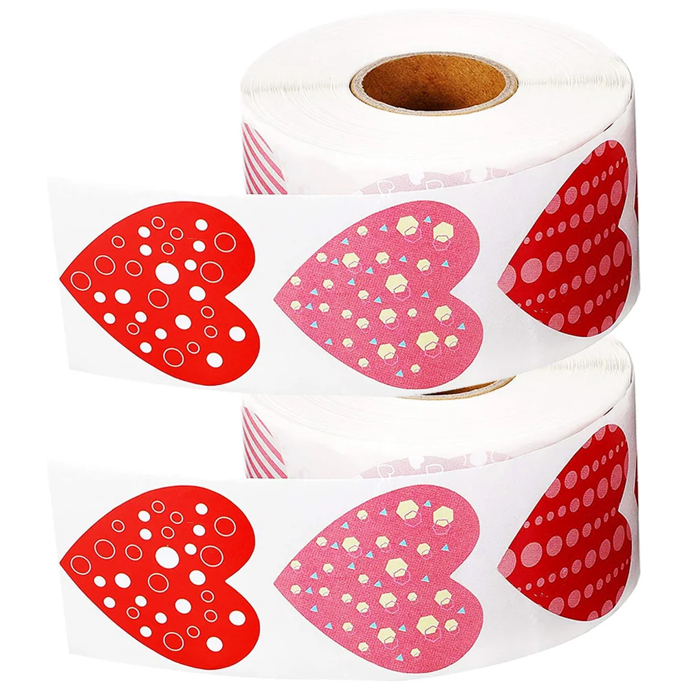 

2 Rolls Heart Shaped Stickers Valentine Gift Sealing Adhesive Labels For Wedding Party Diy Sticker Roll Valentines
