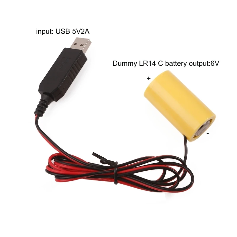 97cm USB to 6V LR14 C Battery Eliminate Cable for 4 LR14 C Battery for Toy, Controllers, Gas Water Heater, Torches