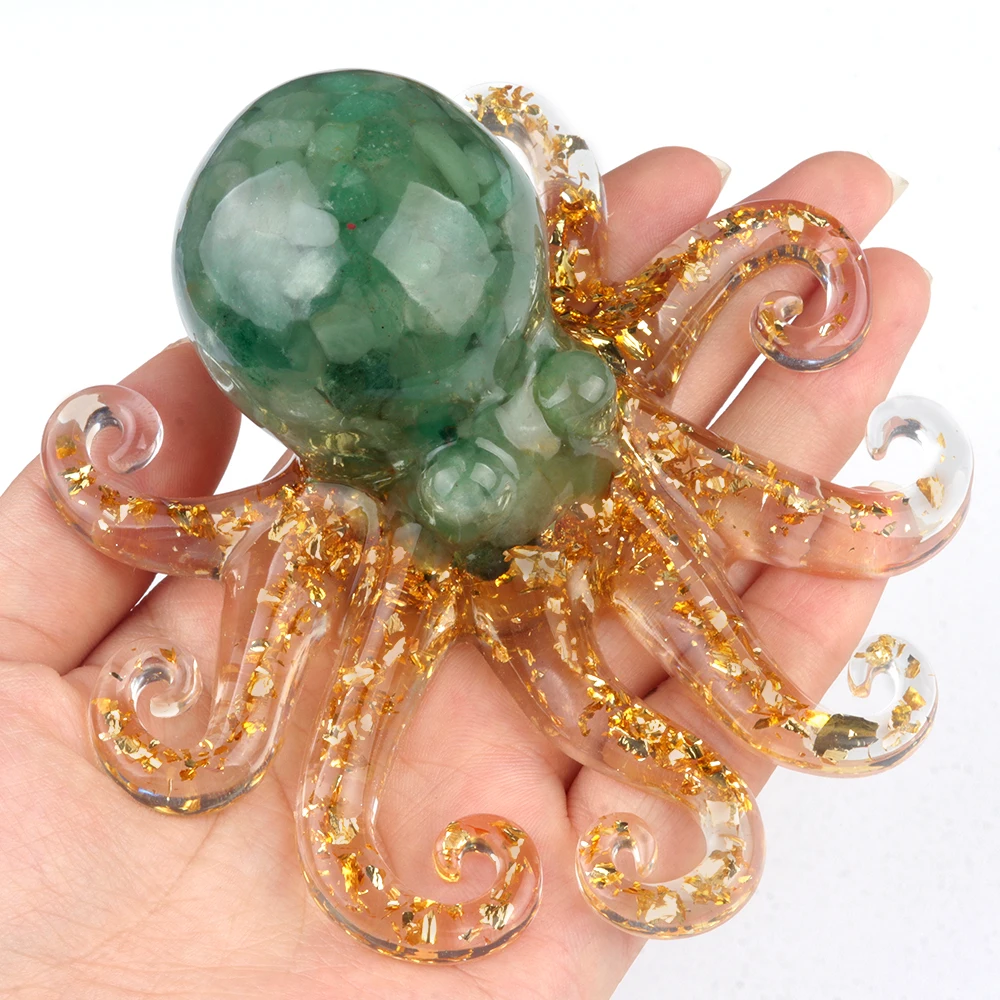 Natural Stone Crystal Cute Cartoon Octopus Ornament Children