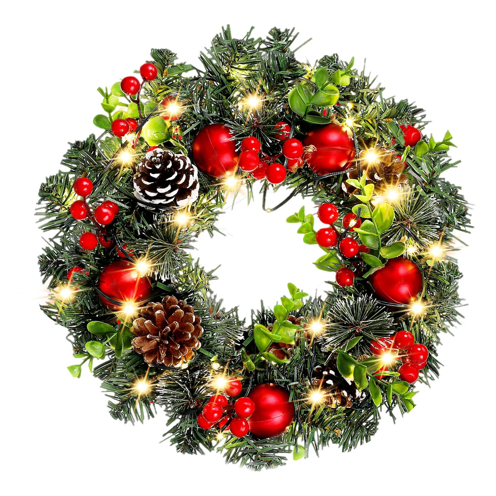 

Christmas Wreath Front Door Wreath Portable Lightweight Decorative Hanging for Home Wall Fireplace Christmas Party Decoration