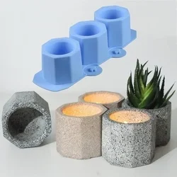 New Ceramic Clay DIY Flower Pot Crafts Mold Octagonal Silicone Mold Concrete Fleshy Flower Pot Candlestick Mold