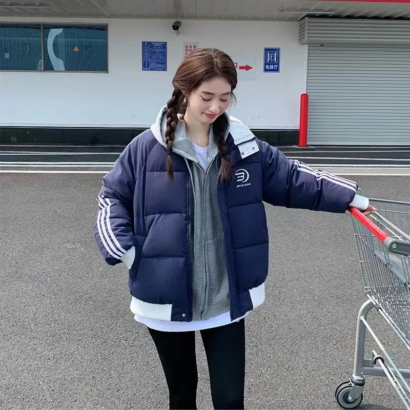 Autumn and Winter American High Collar Cotton-padded Jackets Women's Thickened Warm Loose Casaul Versatile Zipper Parkas Coats