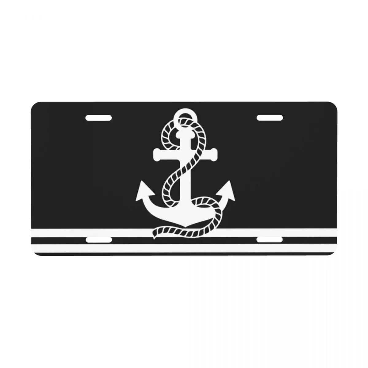 Custom Nautical Stripes And Anchor License Plate Sailor Decorative Car Front License Plate Cover Aluminum Vanity Tag 6x12 Inch