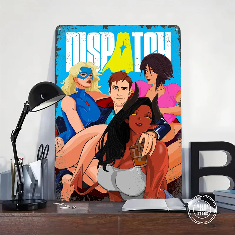 Dispatch Characters Illustration Personalized 3D Textured Metal Poster Wall Art Tinplate Sign for Room Accessories Home Decor