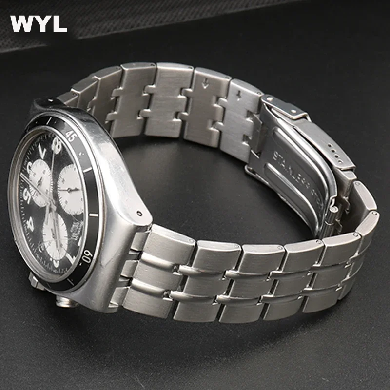 

For Swatch ceramic watch belt 19mm 21mm YCS YAS YGS YLS watchband Black Metal steel strap men women watch chain wristband