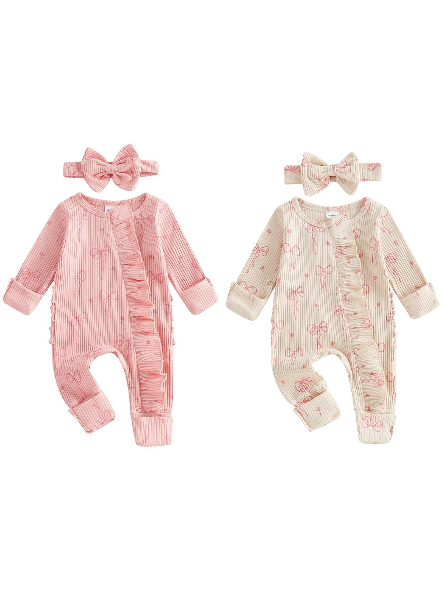 

Очаровательный комбинезон с цветочным принтом и рюшами на рукавах для маленьких девочек, в комплекте с подходящей повязкой на голову с бантом, для стильных детских нарядов и фотосессий.