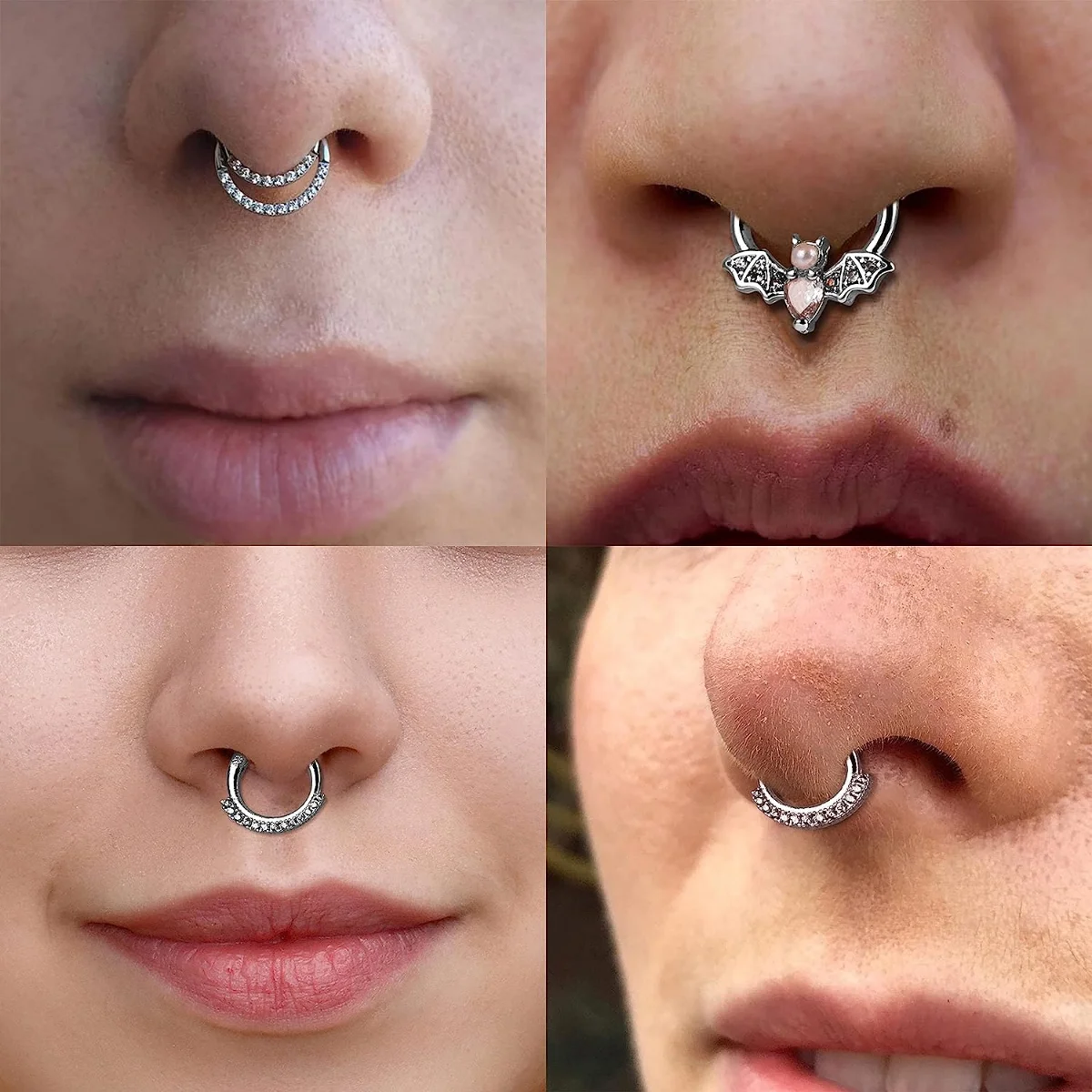 EVISPOL 8 Stück 16G 316L Edelstahl Septum-Nasenringe, hypoallergener CZ Knorpel Tragus Daith Hoop Ohrring Piercing-Schmuck – Detail 6