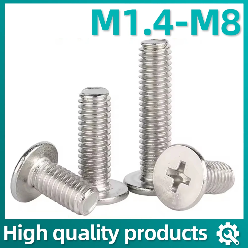 5-20Pcs M1.4 M1.6 M2 M2.5 M3 M4 M5 M6 M8 CM Cross Phillips Ultra Thin Super Low Flat Wafer Head Screw Bolt 304 Stainless Steel