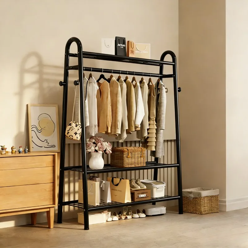 For floor coat rack indoor and outdoor bedroom multi-layer multi-functional cream wind clothes storage rack