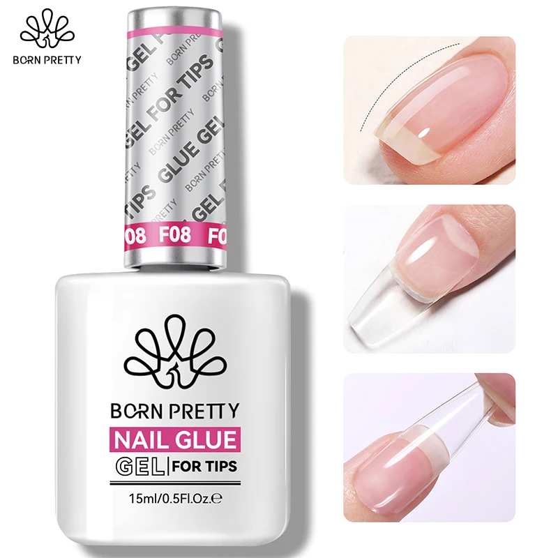 BORN PRETTY 15ml Nail Glue Gel for Tips Super Strong Gel Nail Polish Glue 15g Professional Fake Nail Glue Gel Acrylic Nail Glue