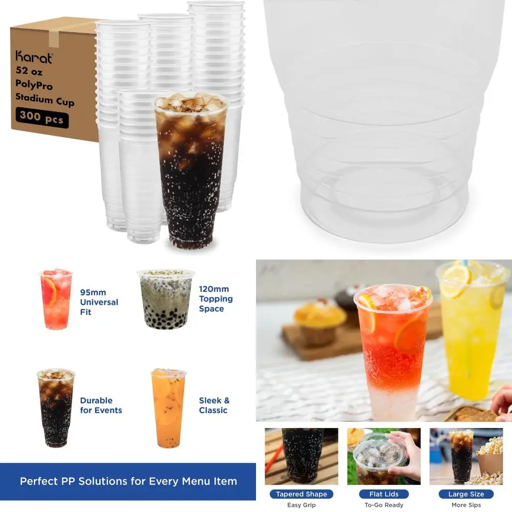 

Disposable Plastic Cold Cups 300 Count, BPA-Free, 117mm Diameter, Ideal for Iced Beverages and Cold Drinks