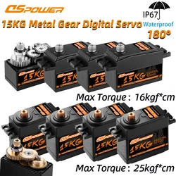 DSPOWER 15KG Metal Gear Digital Servo Short Body Standard Large Torque Low Profile for 1/8 1/10 RC Car Robot Arm Axial Airplane