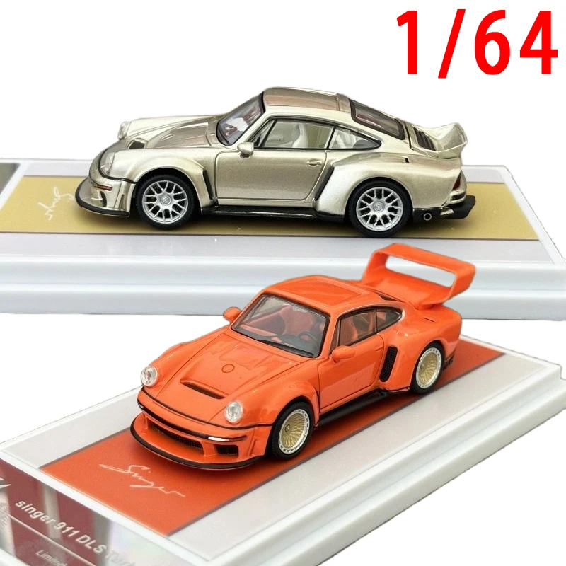 Diecast 1/64 Scale Porsche Singer DLS Turbo Sports Car Model Alloy Porsche Singer DLS Turbo Car Model Collection Ornaments