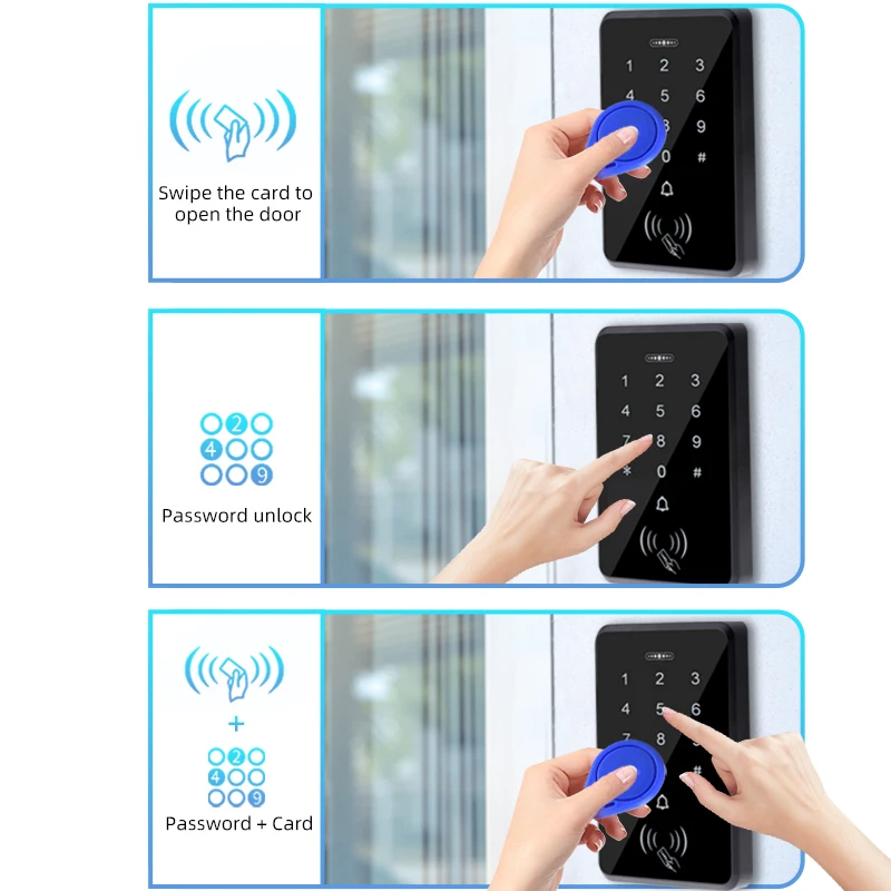 Digital password card swiping unlock door lock keyboard access control 1000 user panel card reader door lock system 125Khz RFID