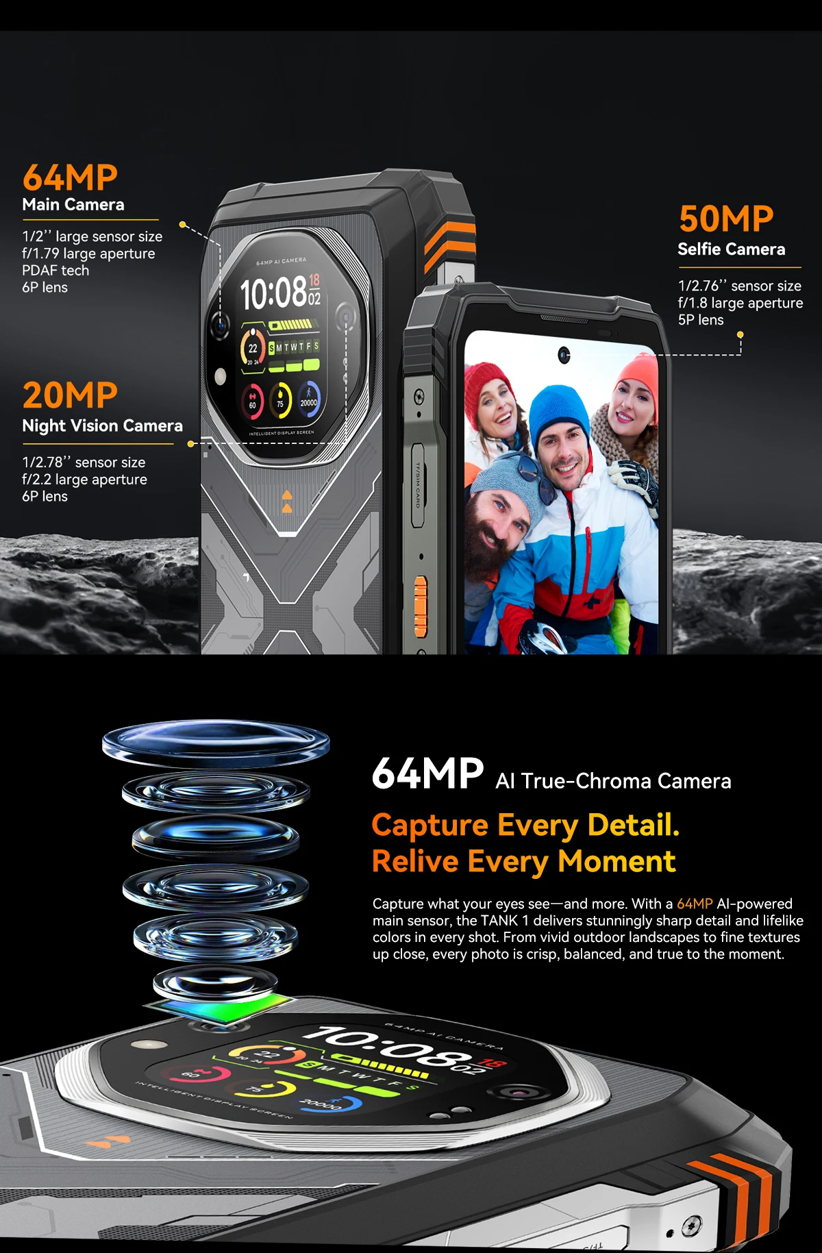 Blackview OSCAL TANK 1 Rugged Smartphon 5G 6.78" FHD+Display Cell Phone16GB+512GB 20000mAh 64MP Telephone Portabl Android 15 NFC