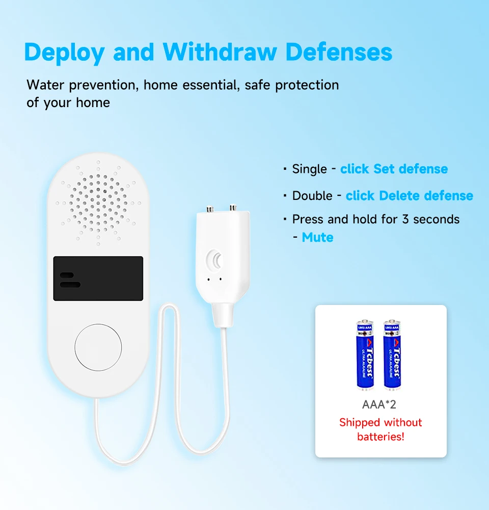 130dB Water Leak Sensor, Non-Smart Alarm with Sound & Light, Essential Waterproof Home Safety Device for Leak Detection.