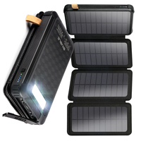 20000mAh Large Capacity Solar Panel Power Bank Outdoor Portable Phone Charger for iPhone 15 Samsung S21