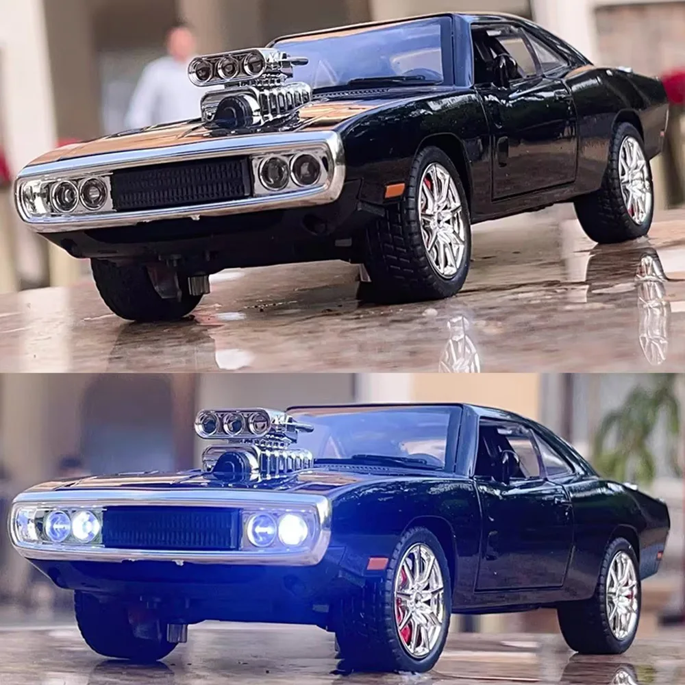 

1:24 Scale Charger 1970 Alloy Car Model Toys Diecasts Metal High Simulation Vehicle with Sound and Light Car Toys Gifts for Boys