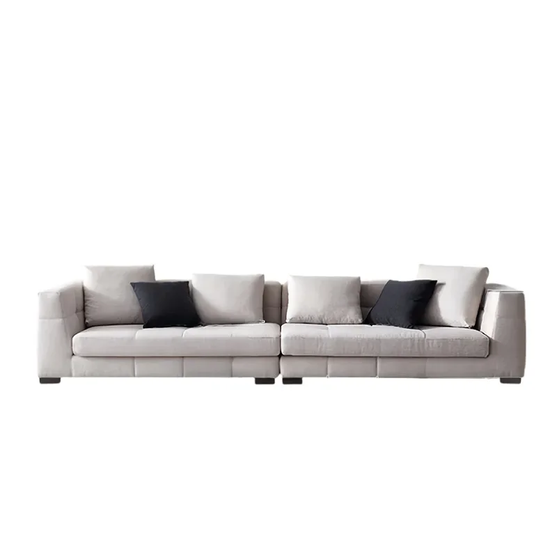 

Straight row leather sofa, large flat floor in the living room, modern fabric Italian minimalist sofa
