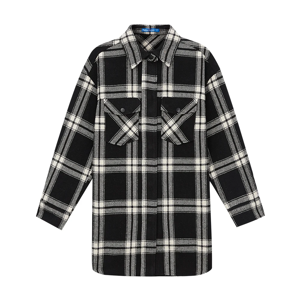 Metersbonwe Classic Plaid Coat Women Autumn Winter New Fashion Loose Comfortable Wool Coat Brand Warm Tops