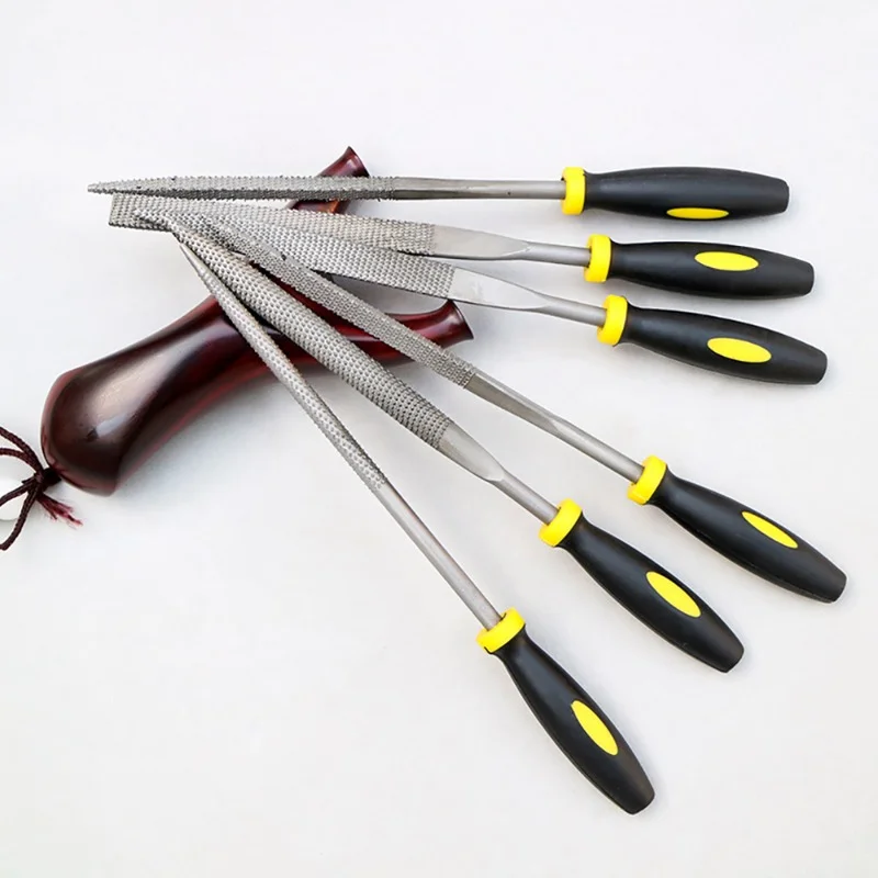 5Pcs Mini Metal Rasp Needle Files Set Wood Carving Tools for Steel Rasp Needle Filing Woodworking Hand File Tool 140/160/180mm