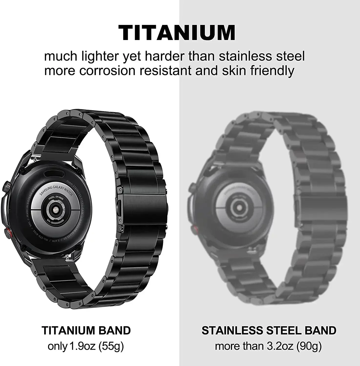 20mm 22mm Titanium Strap for Samsung Watch 6/5/4 Active 2 Gear S2 6/4Classic 18mm Metal Band for Huawei Watch GT4 3Pro Bracelet