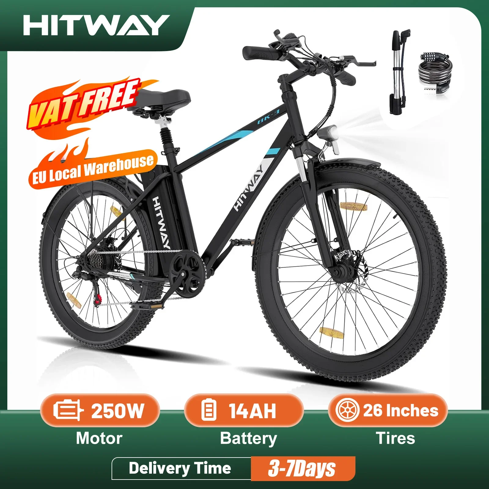 HITWAY E Bike Women's Men's Electric Mountain Bike 26