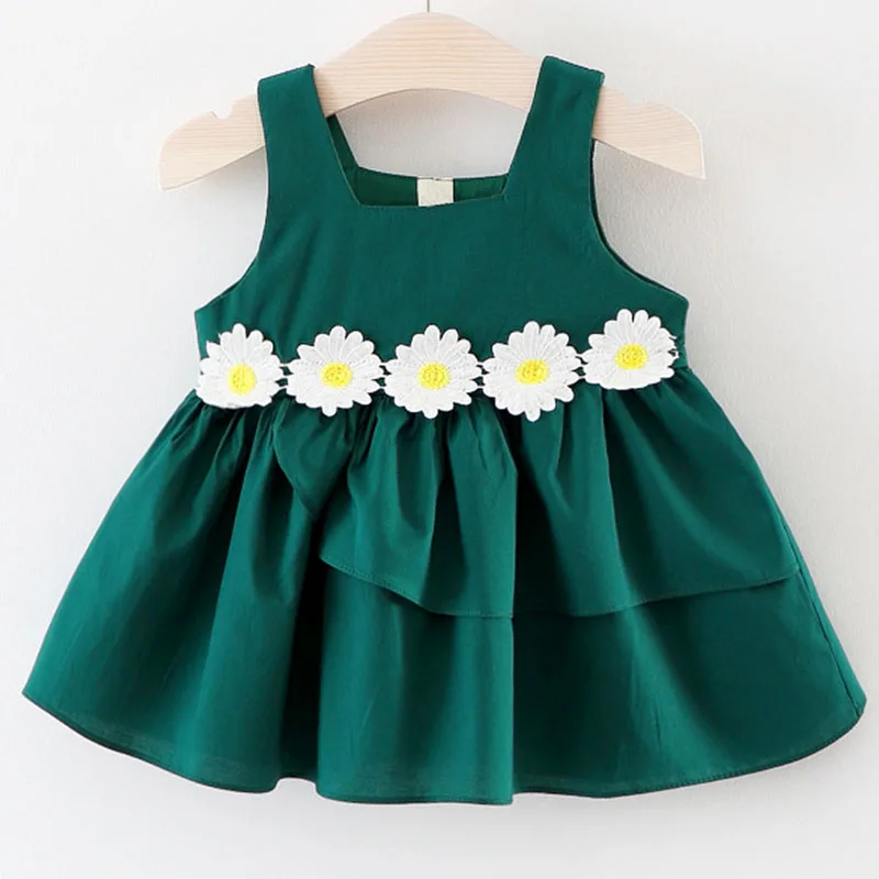 

2025 New Summer Toddler Girl Clothes Korean Cute Flowers Sleeveless Cotton Beach Princess Dress Baby Dresses Newborn Items B224