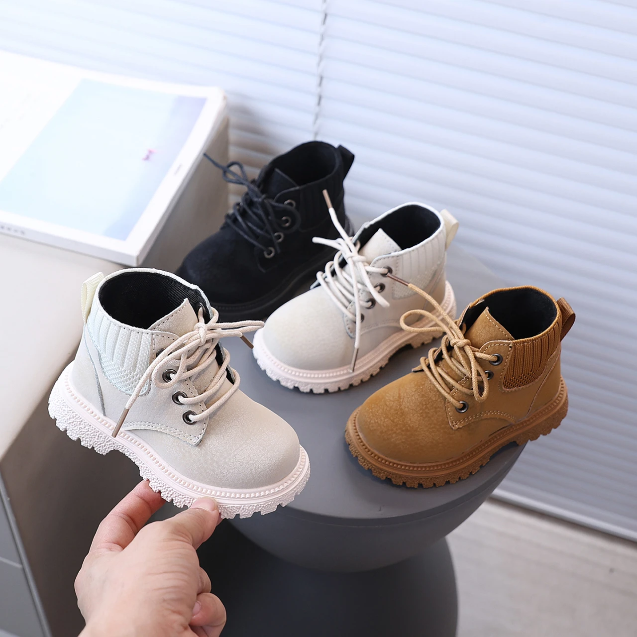 Children's Shoes Autumn New Boys And Girls Round Toe Children's Boots Warm Non-Slip Simple Design Kids Shoes 21-30