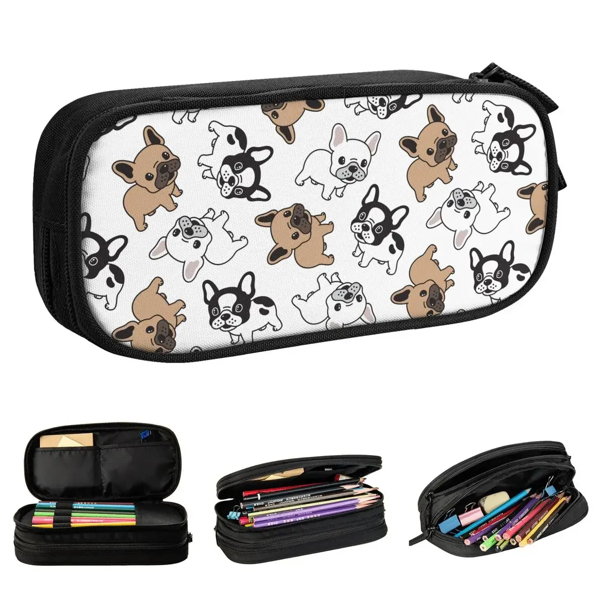 French Bulldog Pencil Case Fashion Cute Pen Holder Bags Girl Boy Big Capacity School Supplies Cosmetic Pencil Pouch