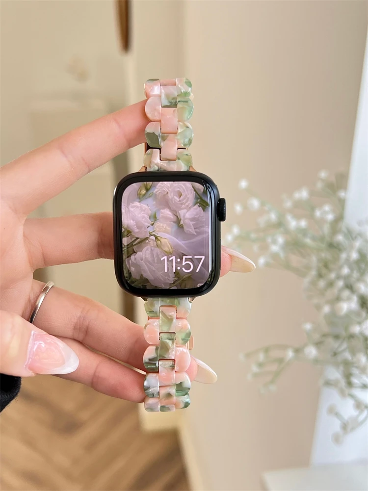 Girl Resin Strap For apple Watch Band 7 44mm 40mm 42mm 41mm 38mm 45mm New Correa Loop Watchband For iwatch 7 6 se series 5 4 3 2